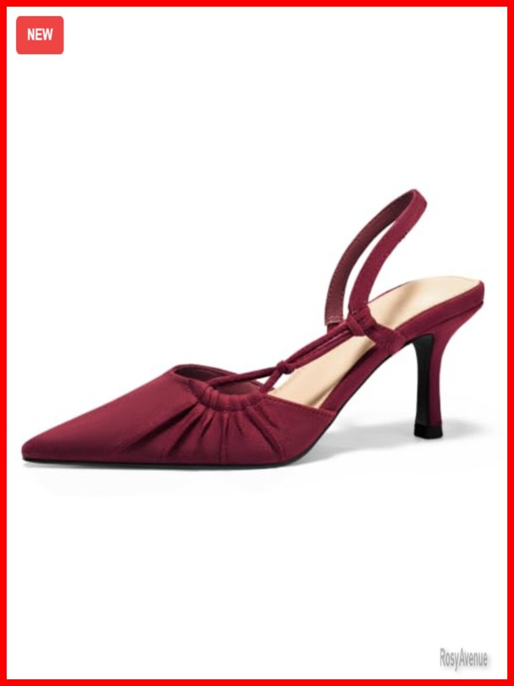 Coutgo Women's Slingback Kitten Heels Closed Pointed Toe Pump D'Orsay Dress Shoe